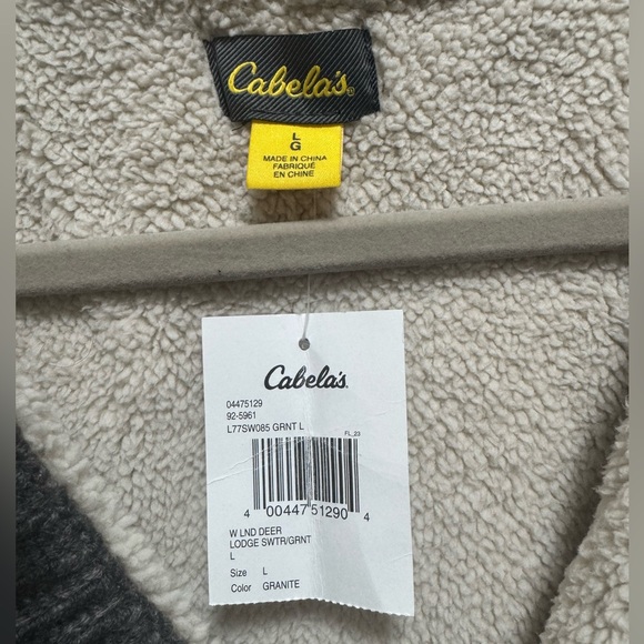 Cabela’s Cozy Deer Lodge Granite Charcoal Cream Women's Sweater Jacket - Picture 5 of 6